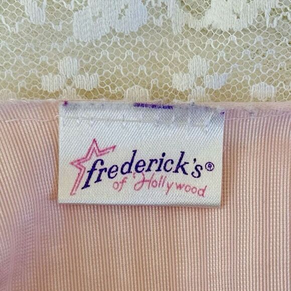 Vintage Frederick’s of Hollywood Open Front Light Pink Robe with Lace Trim S/M - Picture 5 of 9